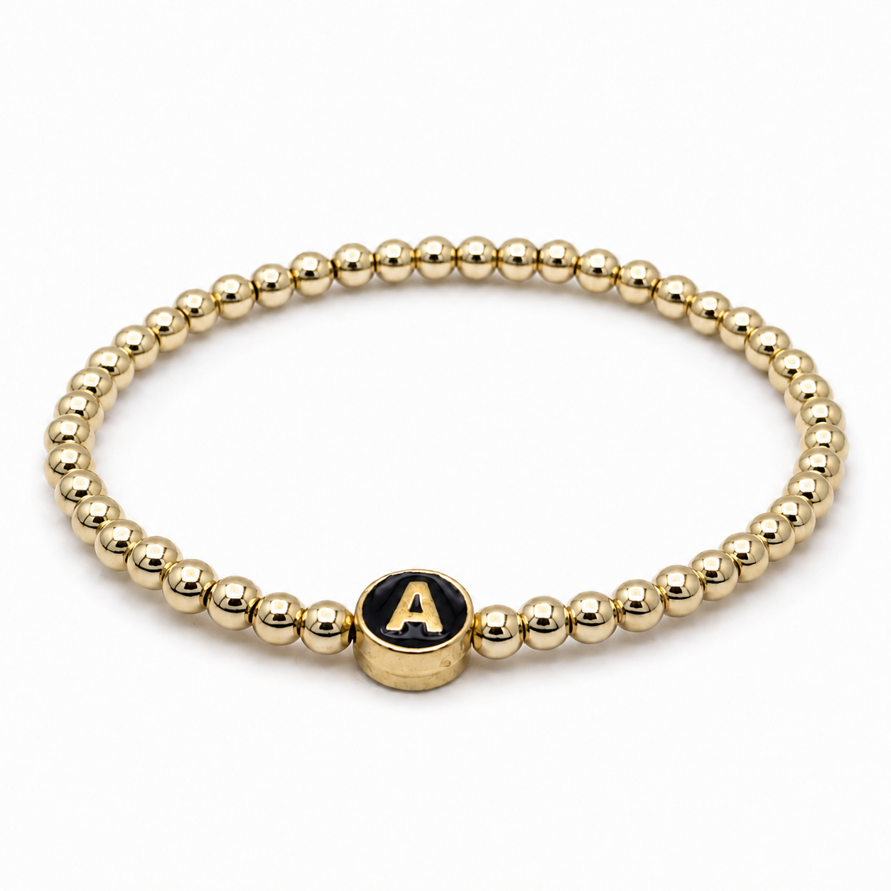 Black Enamel Initial Bracelet