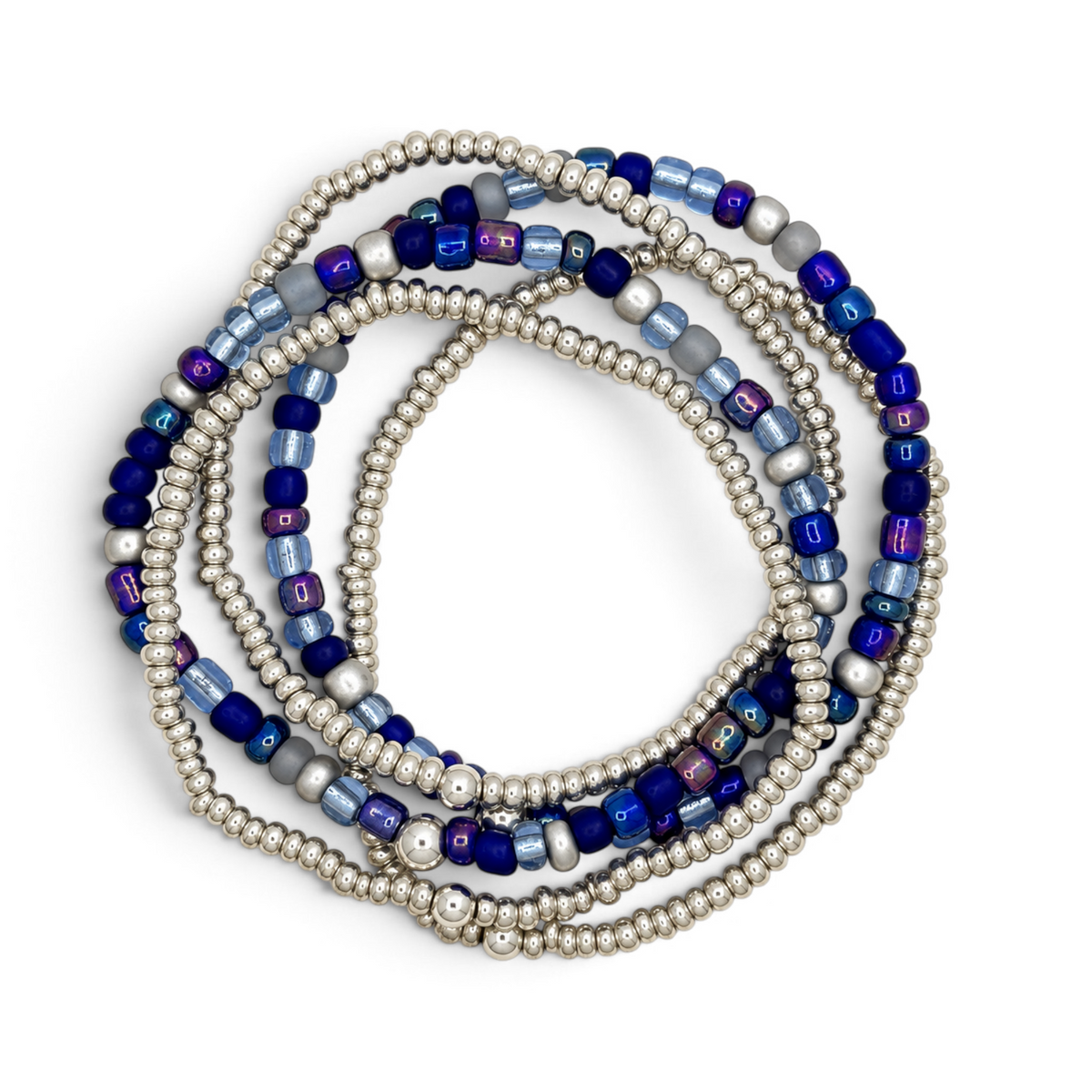 Steel Blue Stretch Bracelet Stack