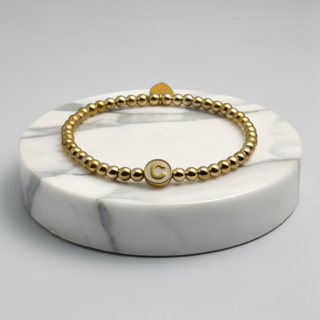 White Enamel Initial Bracelet image 1