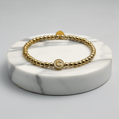 White Enamel Initial Bracelet image 1