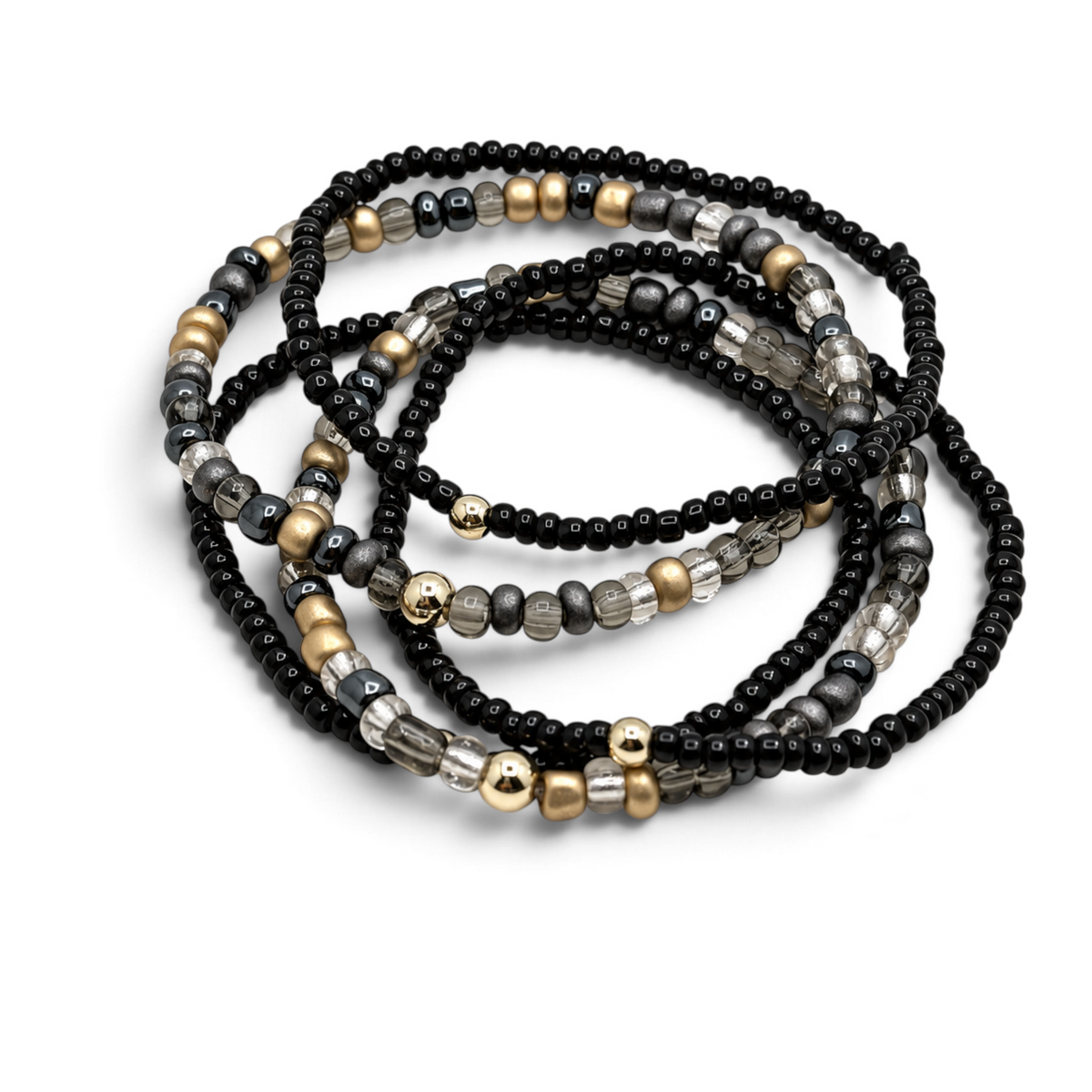 Black Tie Stretch Bracelet Stack