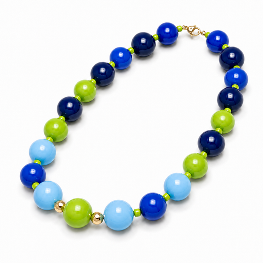 Blue & Green Chunky Bead Statement Necklace