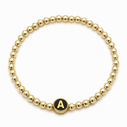 Black Enamel Initial Bracelet