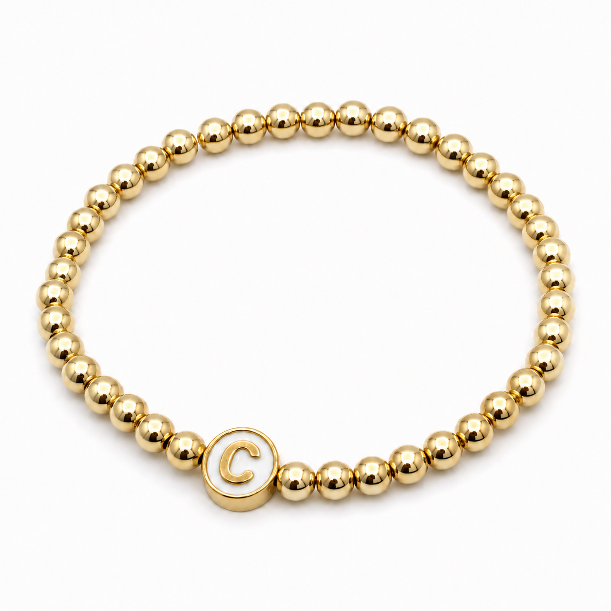 White Enamel Initial Bracelet