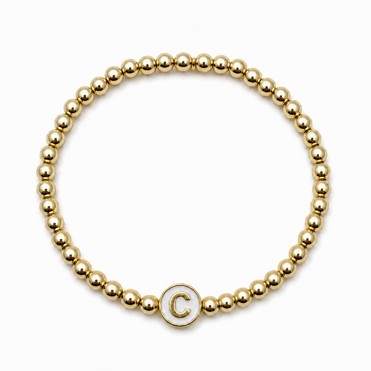 White Enamel Initial Bracelet