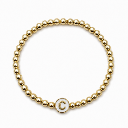 White Enamel Initial Bracelet