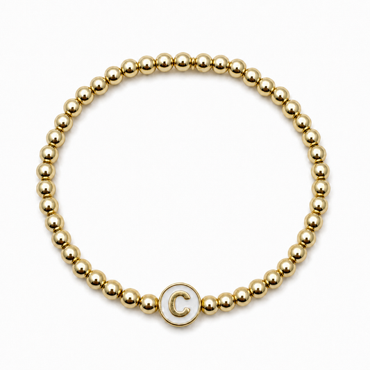 White Enamel Initial Bracelet