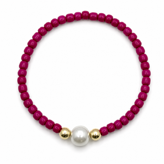 Pearl Elegance Bracelet – Burgundy