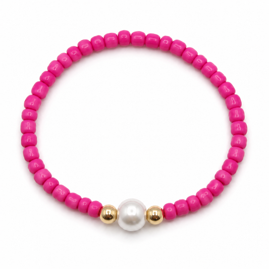 Pearl Elegance Bracelet – Fuchsia
