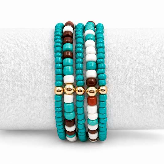 Turquoise Surf Stretch Bracelet Stack