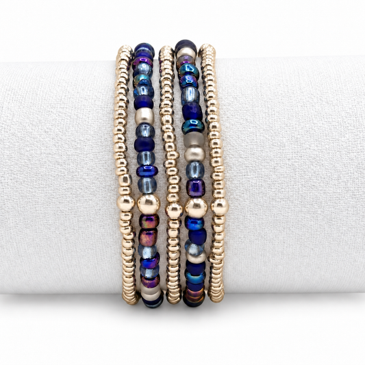 Steel Blue Stretch Bracelet Stack