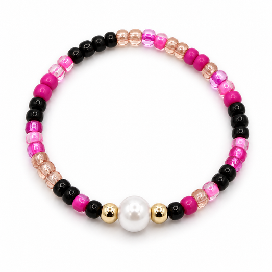 Pearl Elegance Bracelet – Black & Pink