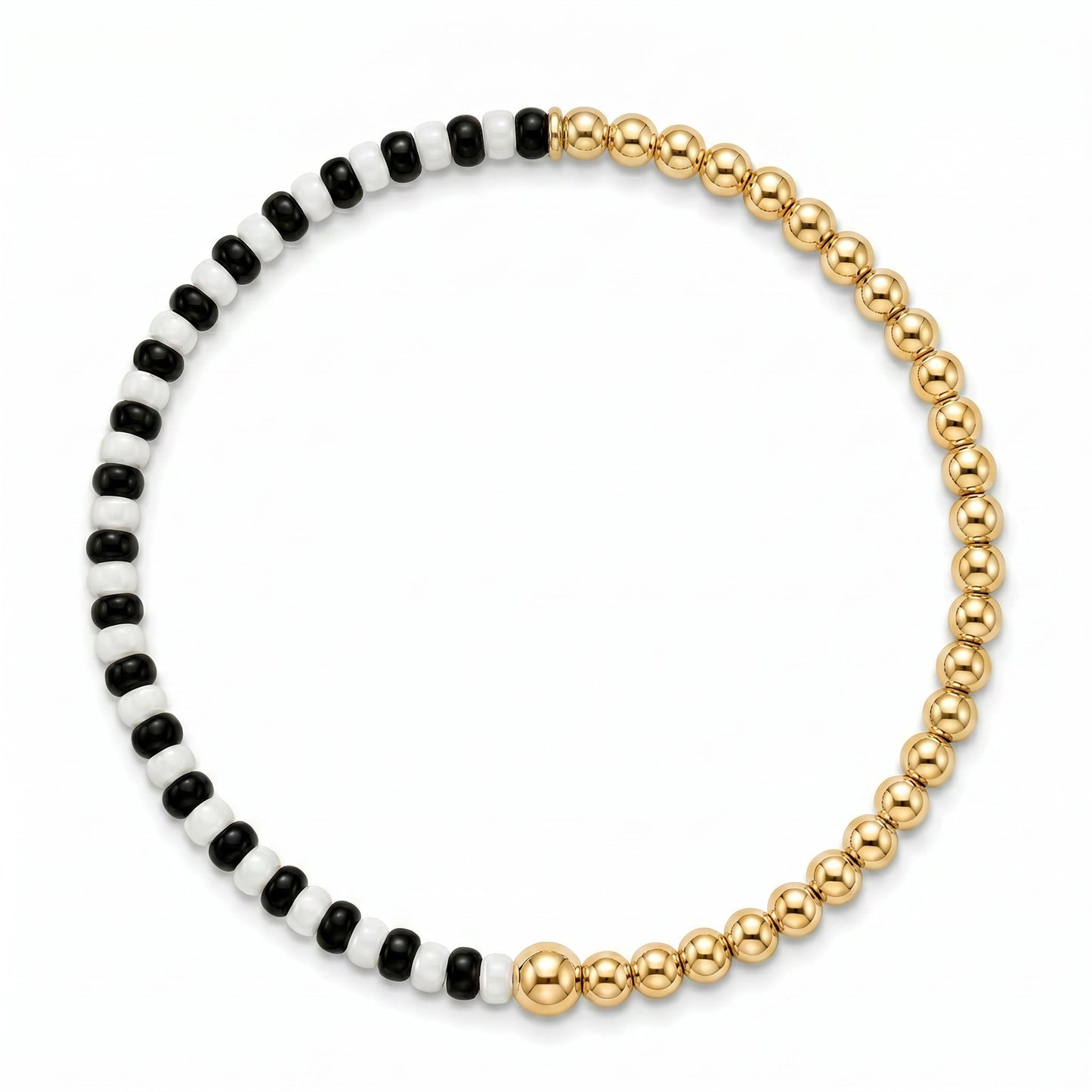 Half & Half Seed Bead Bracelet – Black & White