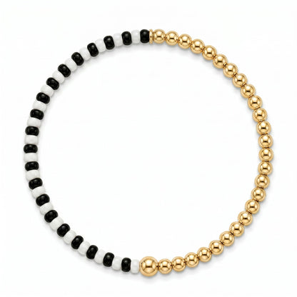 Half & Half Seed Bead Bracelet – Black & White