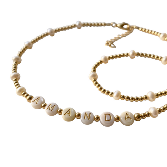 Elegant Freshwater Pearl Necklace & Bracelet Set