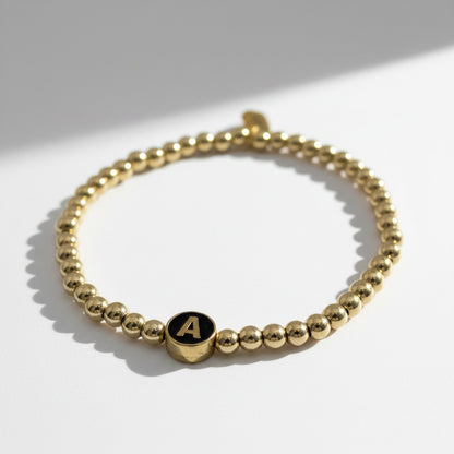 Black Enamel Initial Bracelet image 1