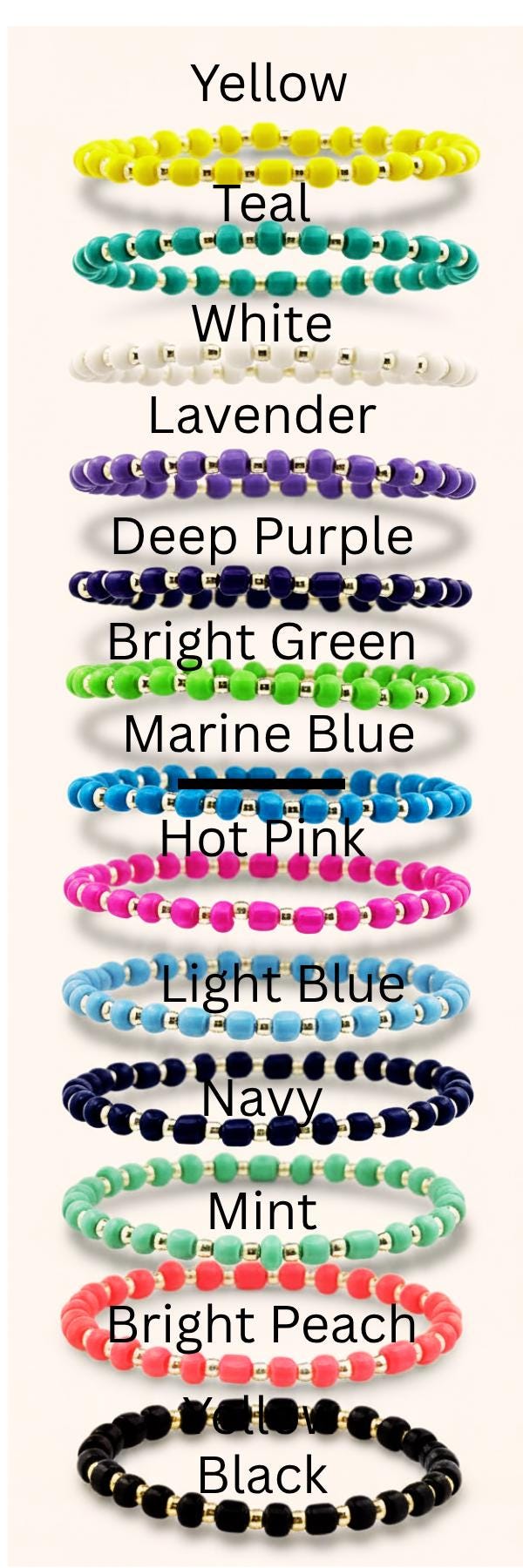 Glass Seed Bead Bracelet – Choose Your Color | Shown in Black