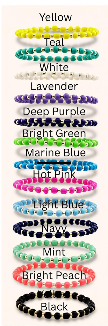 Glass Seed Bead Bracelet – Choose Your Color | Shown in Black