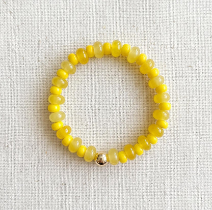 Gold Accent Bracelet Teal Glass Beaded Jewelry Stretch Rondelle Design Perfect Gift Idea Summer Accessory For Women Stackable Everyday Wear Bracelet Ocean Color Style Beach Vacation Jewelry Elastic Band Comfortable Fit Coastal Collection