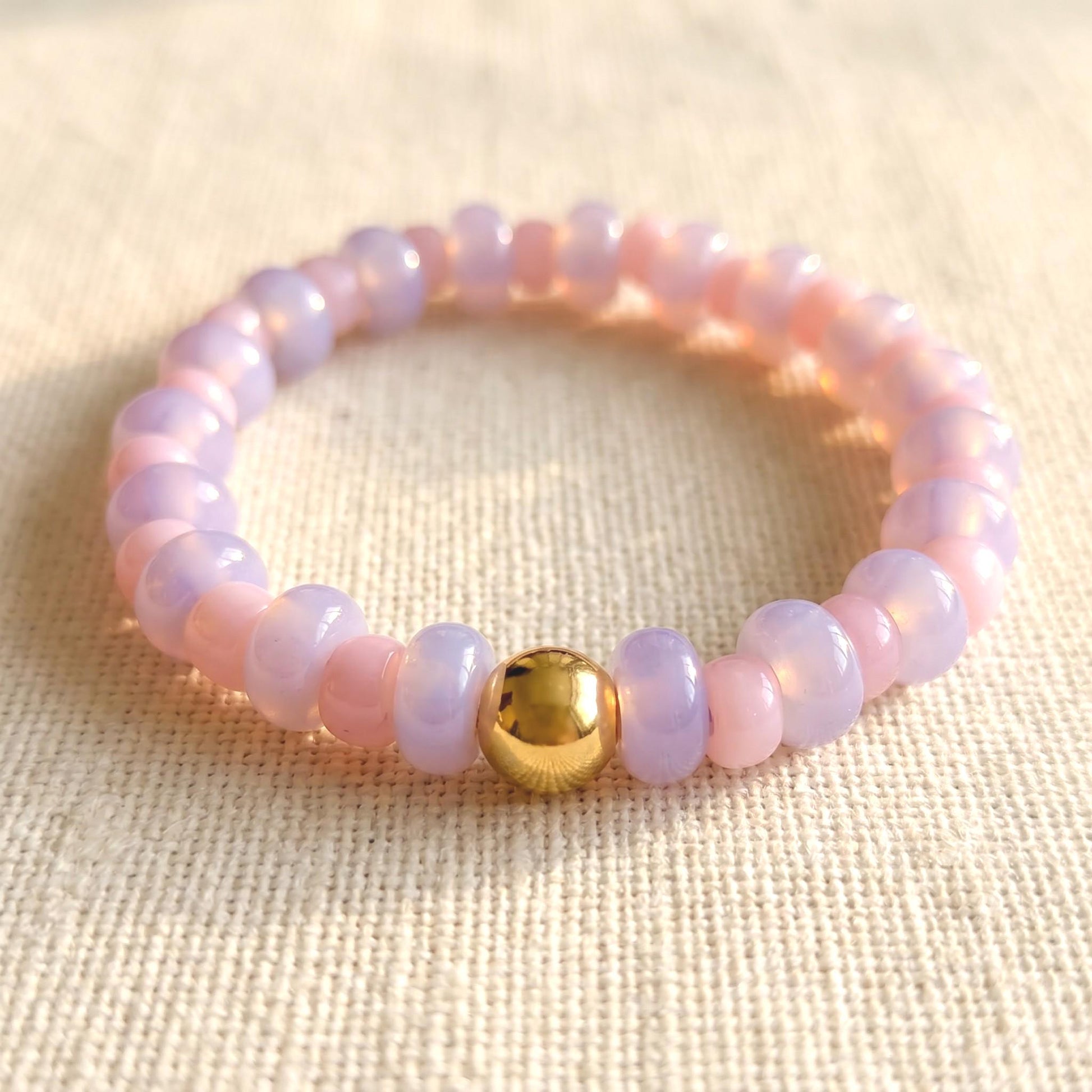 Stackable Bracelet Collection Teal Beaded Jewelry Stretch Glass Design With Gold Filled Accent Bead Ocean Color Accessory Perfect Everyday Wear For Women Summer Beach Style Gift Idea Elastic Band Comfortable Fit Coastal Jewelry Casual