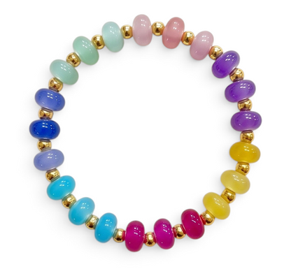 Pink Glass Rondelle Bracelet