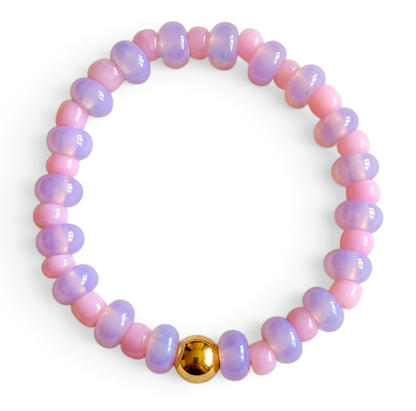 Pink Glass Rondelle Bracelet