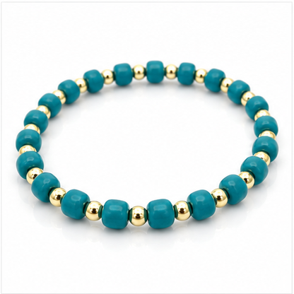 Glass Seed Bead Bracelet – Choose Your Color | Shown in Teal