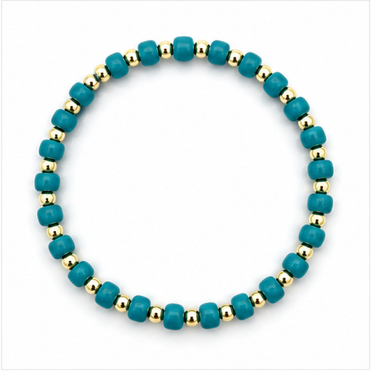 Glass Seed Bead Bracelet – Choose Your Color | Shown in Teal