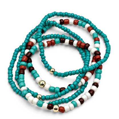 Turquoise Surf Stretch Bracelet Stack