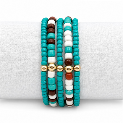 Turquoise Surf Stretch Bracelet Stack